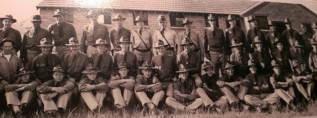 The 2nd battalion 205th infantry of the Minnesota National Guard in Luverne. Helmer Haakenson is sixth from the left in the front row. MPR Photo/Bob Collins