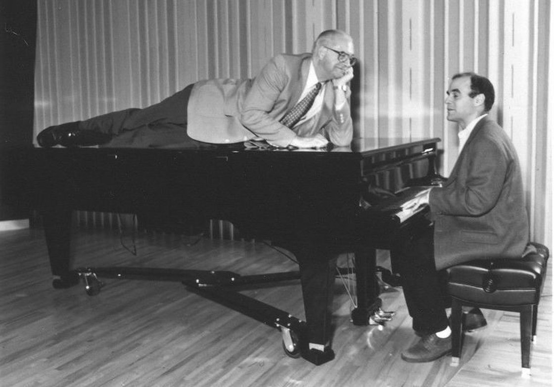Carl Kassel and Peter Sagal tickle the ivories in the early days. Photo: NPR