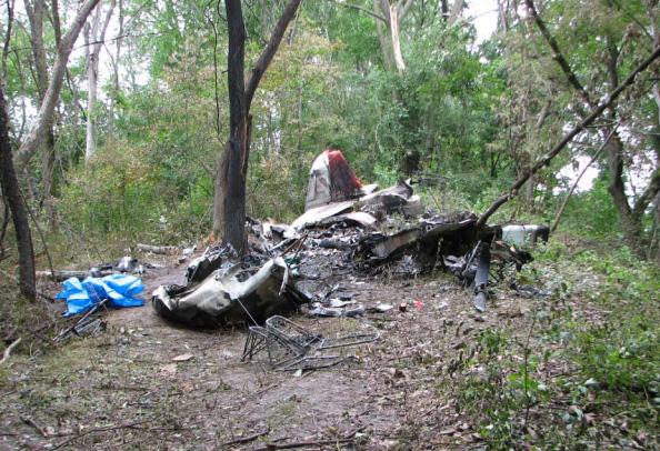 Three people died when this general aviation aircraft crashed in Rochester in 2010. It was on a flight from Minneapolis. The NTSB said the plane crashed because the pilot was unable to maintain control after one of two engines quit. Photo: NTSB.