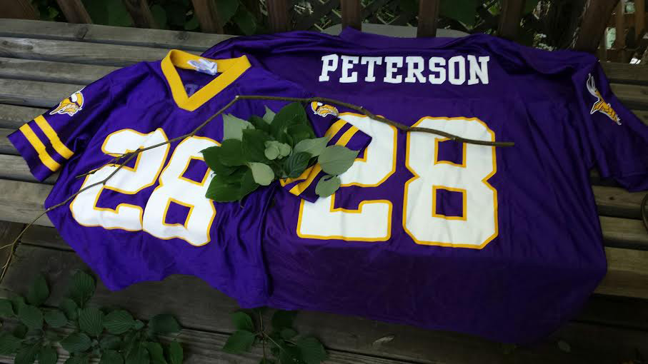 Vikings fan -- former Vikings fan -- Maura Trout mailed her family's Adrian Peterson's jerseys back to the Vikings today, along with a few extra things. Photo: M. Trout.
