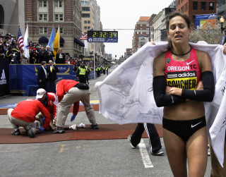 Kara Goucher, of Portland, Ore. finished third at the Boston Marathon in 2009. AP Photo/Elise Amendola.