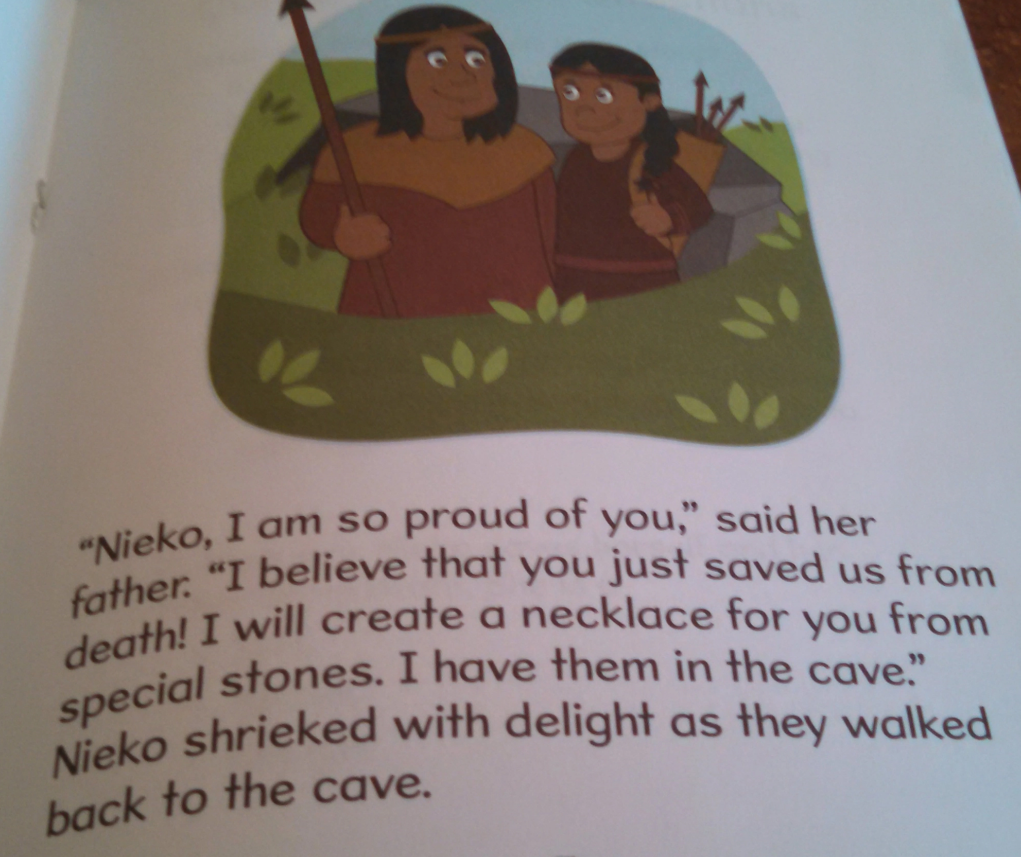 A page from "Nieko the Hunting Girl," one of the books used in an early literacy program. Photo courtesy of Sarah Lahm.