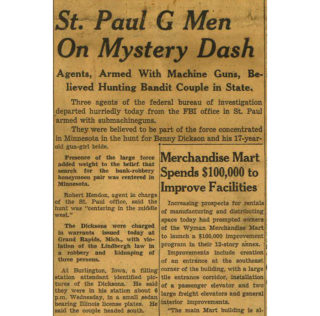 The hunt for a bank robbing duo stretched into Minnesota in 1938.